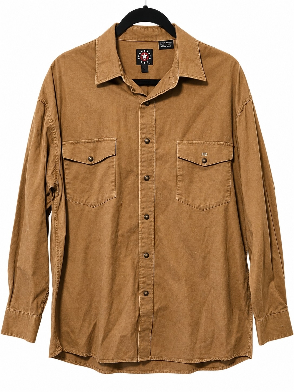 Panhandle Slim Men's Large Tan Western Pearl Snap Shirt Cowboy Ranch Workwear